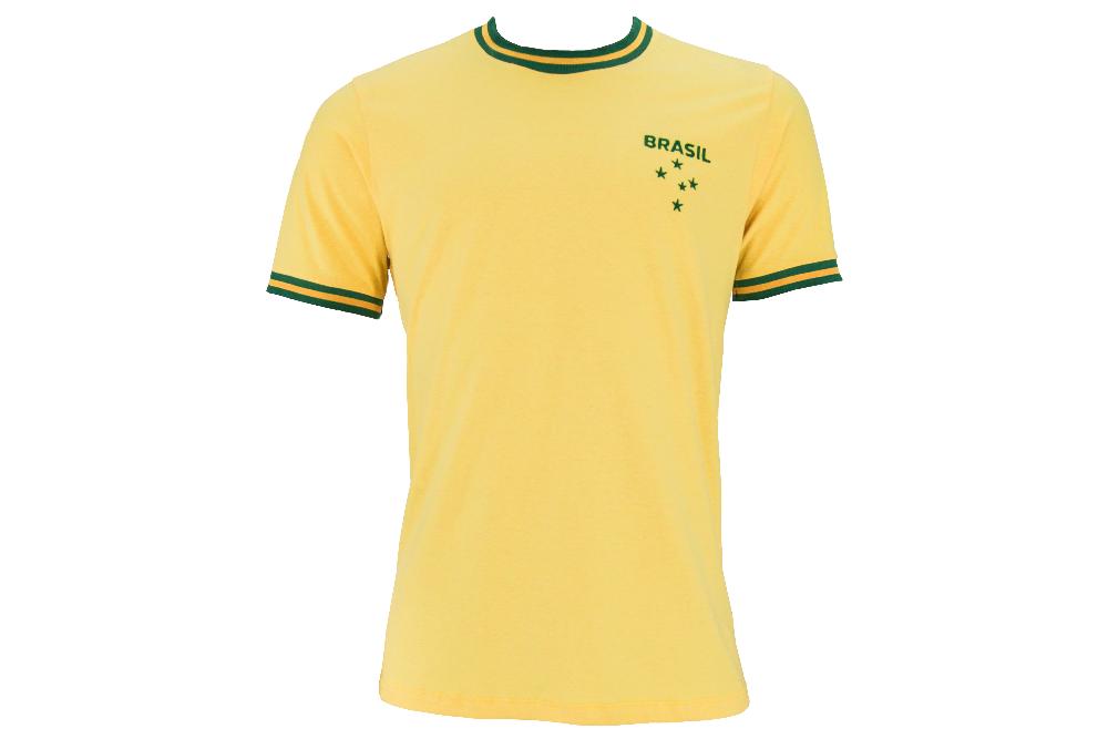 Camiseta Linha Retro Brasil Amarela - Masculino